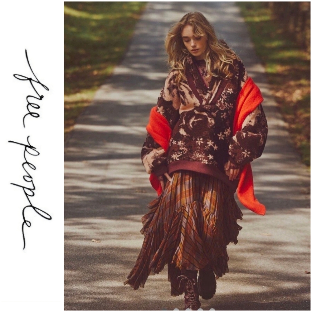 Free People Rosie Printed Sherpa Jacket Pullover